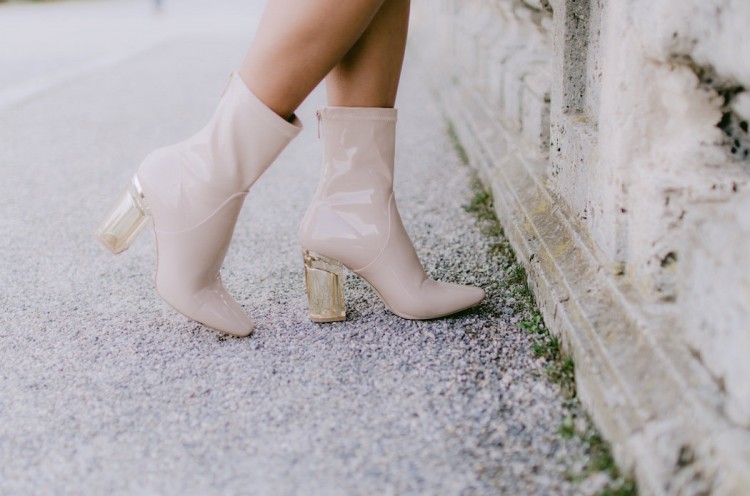 Nude perspex ankle boots by Public Desire