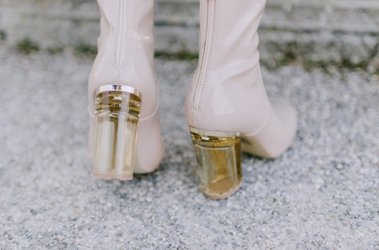 Nude perspex ankle boots