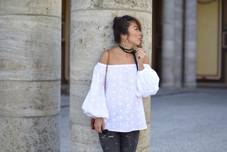 Bubble sleeve off shoulder top by SHEIN the classy cloud